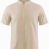 Men's Lightweight Breathable Cotton-Cotton and linen Short Sleeve Shirt