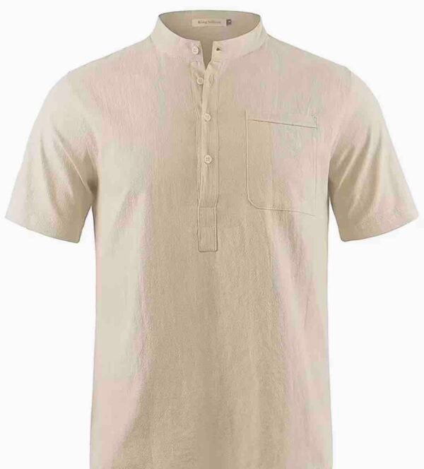 Men's Lightweight Breathable Cotton-Cotton and linen Short Sleeve Shirt