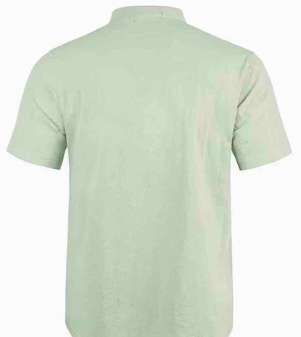Men's Lightweight Breathable Cotton-Cotton and linen Short Sleeve Shirt (Light Green)
