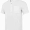 Men's Lightweight Breathable Cotton-Cotton and linen Short Sleeve Shirt - White Color